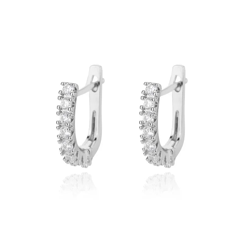Refined Curve Zircon Stud Earrings