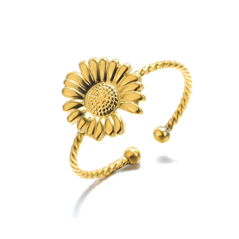 Golden Sunflower Bloom Ring
