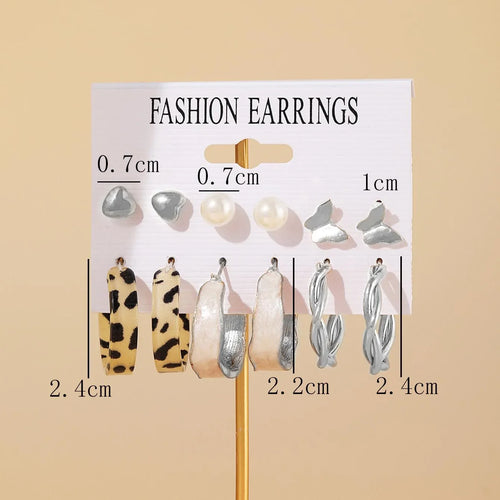 12Pcs Classic Fashion Butterfly Heart Drop Dangle Earrings
