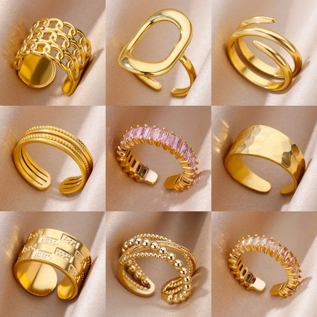 “Gold Stainless Steel Rings – Elegant Never-Fade Jewelry for Women”