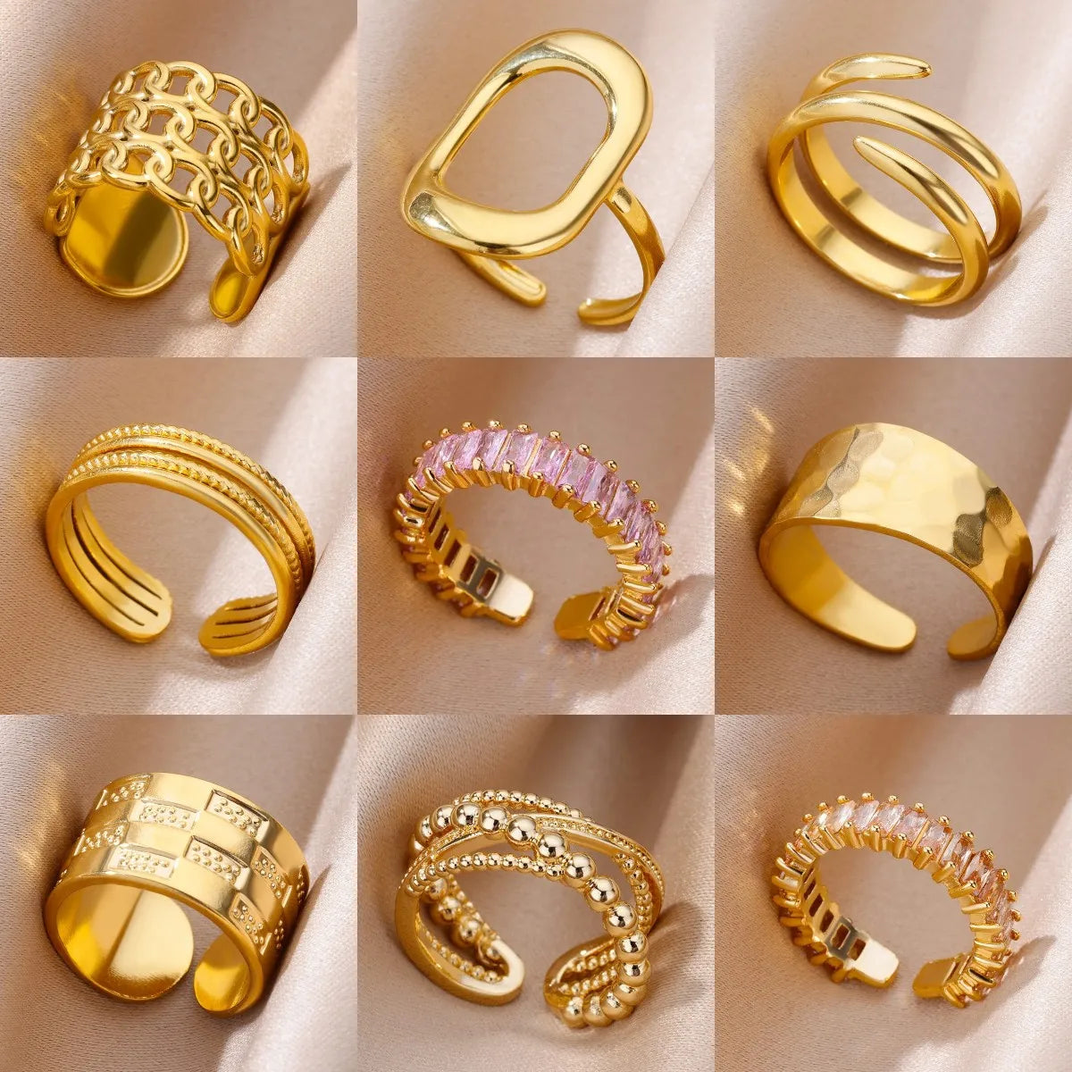 “Gold Stainless Steel Rings – Elegant Never-Fade Jewelry for Women”