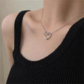 “Linked Double Heart Necklace – Simple Silver Clavicle Chain”