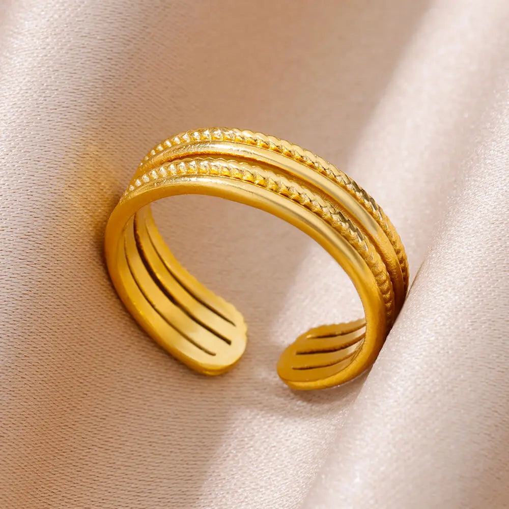 “Gold Stainless Steel Rings – Elegant Never-Fade Jewelry for Women”