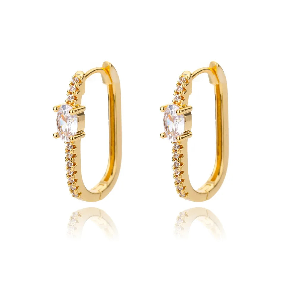 Refined Curve Zircon Stud Earrings