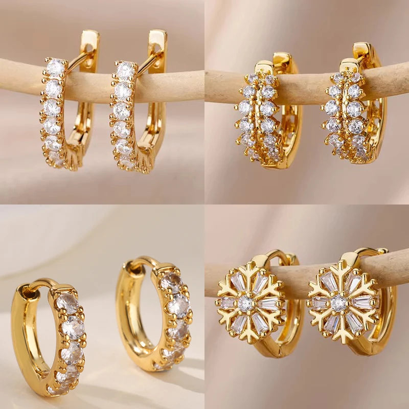 Refined Curve Zircon Stud Earrings