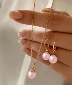 “Minimalist Pearl Set – Simple Daily Wear Necklace & Earrings”