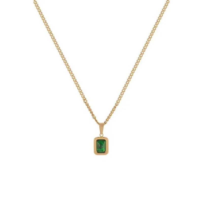 Émeraude Élégance Green Crystal Pendant Necklace - for Sophisticated Women