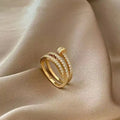luxury Gold-tone Aura Multi-Layer Zircon Ring for women