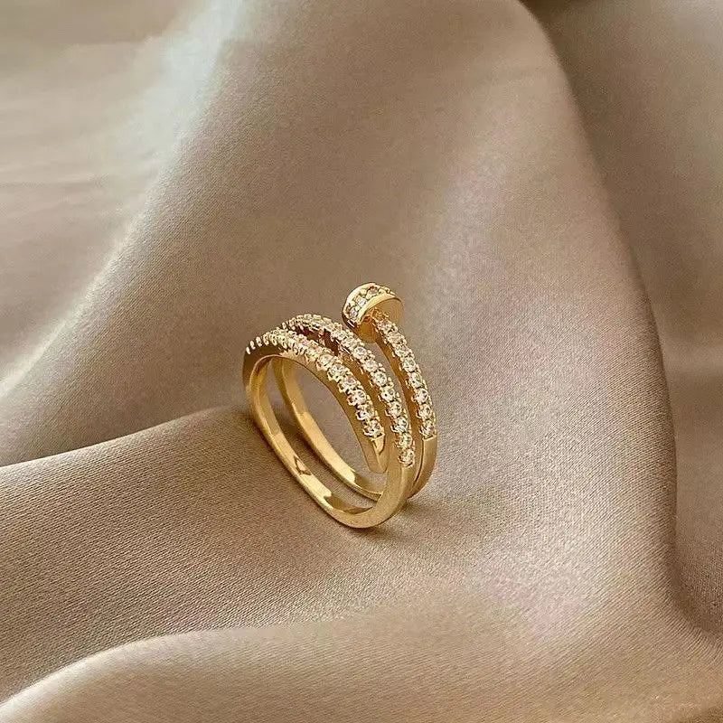 luxury Gold-tone Aura Multi-Layer Zircon Ring for women