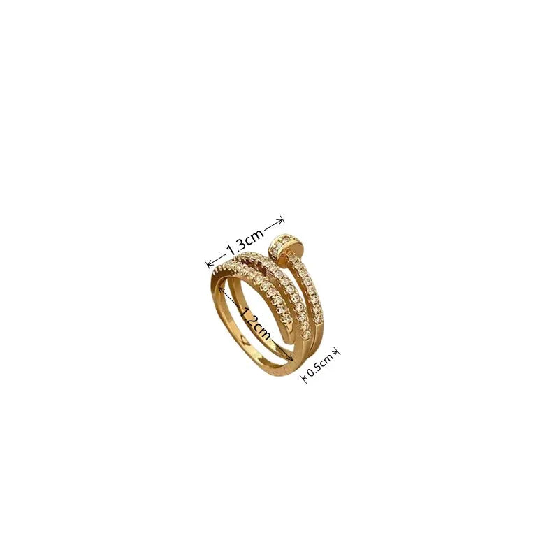 luxury Gold-tone Aura Multi-Layer Zircon Ring for women