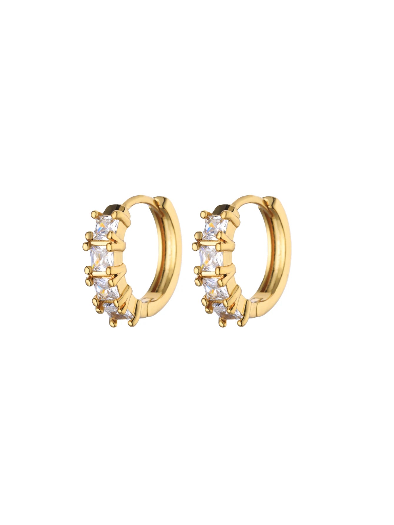 Refined Curve Zircon Stud Earrings