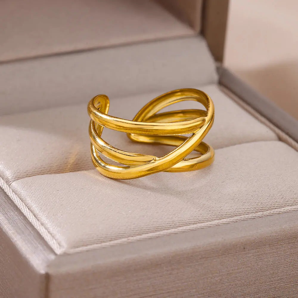 “Gold Stainless Steel Rings – Elegant Never-Fade Jewelry for Women”