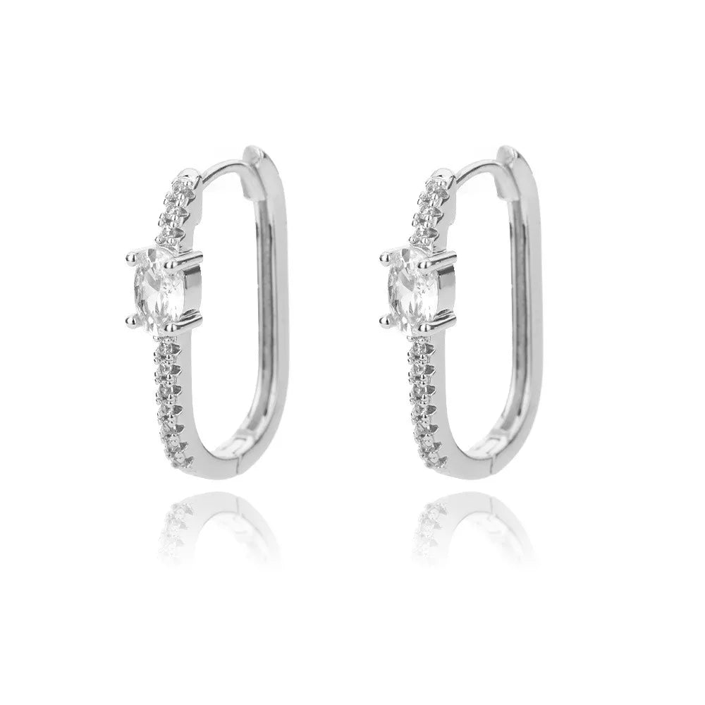 Refined Curve Zircon Stud Earrings