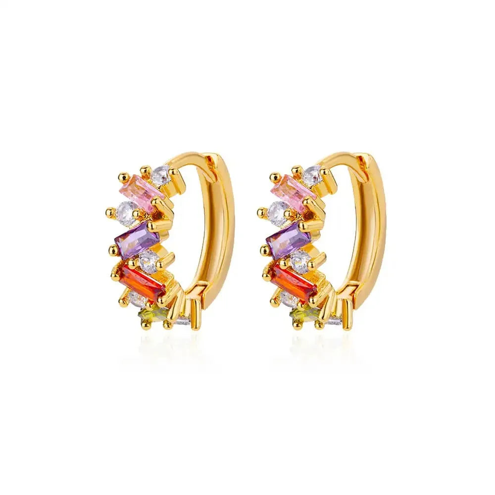 Refined Curve Zircon Stud Earrings