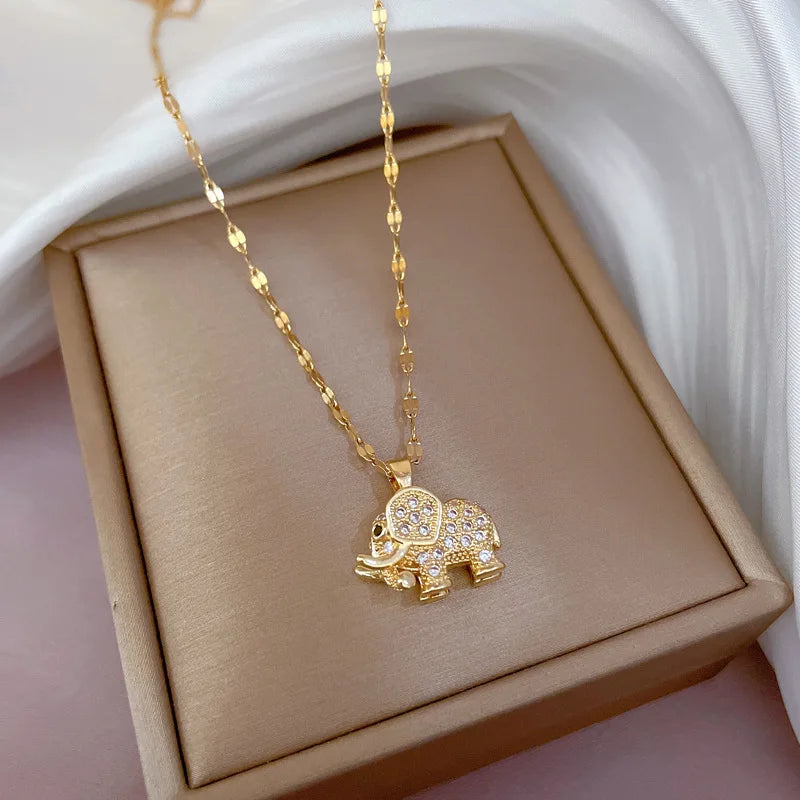 “Gold Geometric Heart Necklace – Zircon Stainless Steel Jewelry Gift”