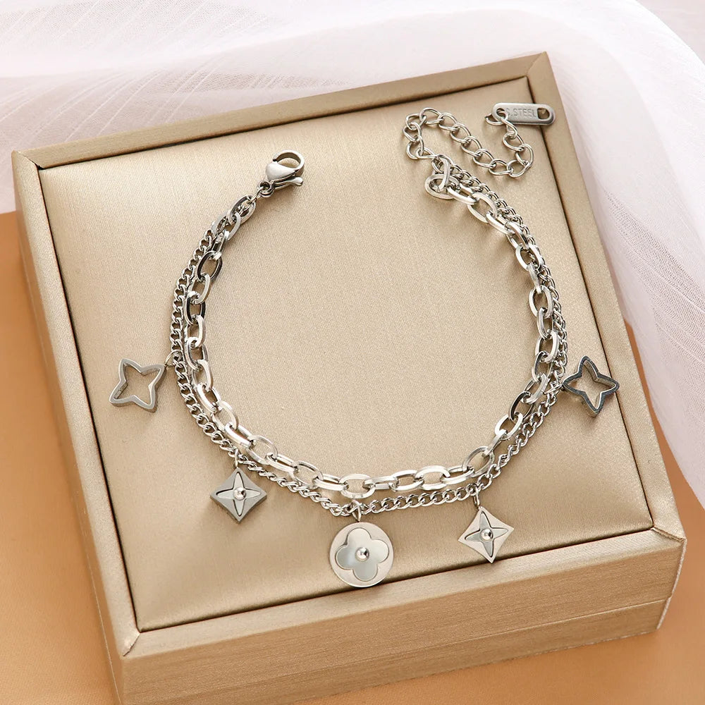 “Never-Fade Titanium Bracelet – Trendy Personality Style for Women”